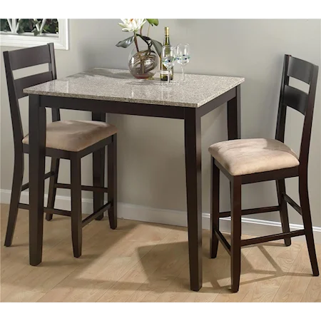 Rectangular Counter Height Table and Ladderback Upholstered Stools